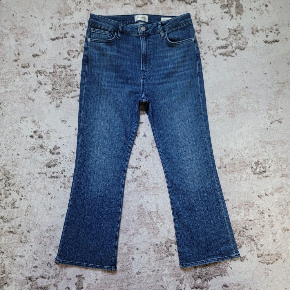FRAME Le Crop Mini Boot Jeans Womens Size 30 Medium Wash Blue Denim Stretch
